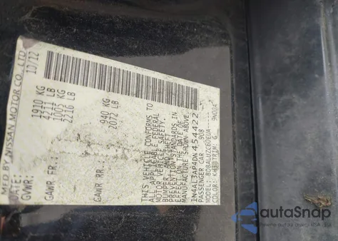 2013 Nissan Altima 2.5 Sv из США, поврежденный, VIN 1N4AL3AP4DN454422